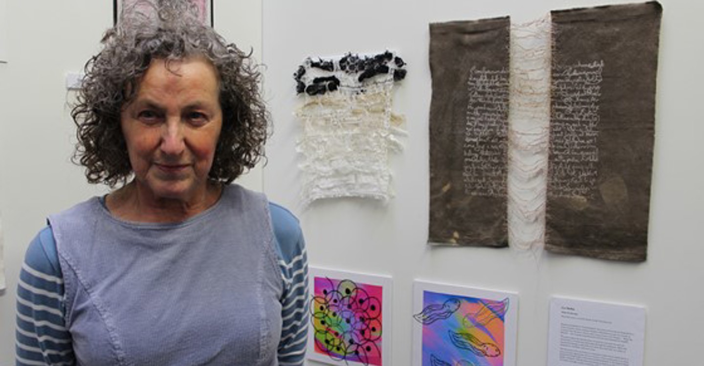Liz Moffat With Her Artwork