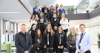 High school pupils on tour at Falkirk Campus