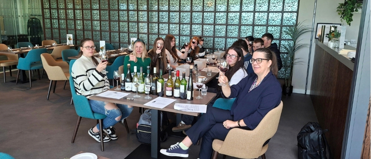 Budding hospitality professionals sample wine tasting workshop