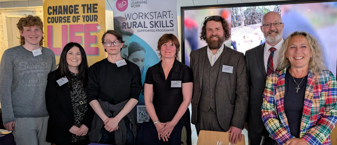Rural Skills Students Celebrate Earning Operator Tickets And Showcasing Their Success At The Scottish Parliament With FVC Staff And Principal Kenny Macinnes