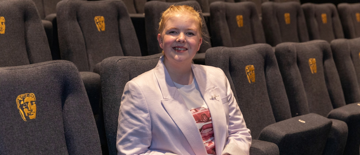Kara Gillespie Smiles While Seated In A BAFTA Theater After Winning The 2024 Young Presenters Competition.