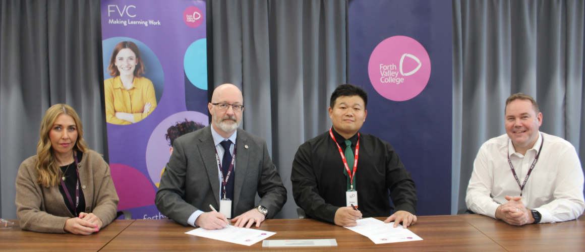 Forth Valley College Principal Kenny Macinnes And Zhongyuan University Of Technology's Dean Tanq Qilin (Lin) Sign A Memorandum Of Understanding, Marking The Start Of A New Global Partnership.